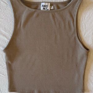 Princess Polly Taupe Ribbed Tank Top